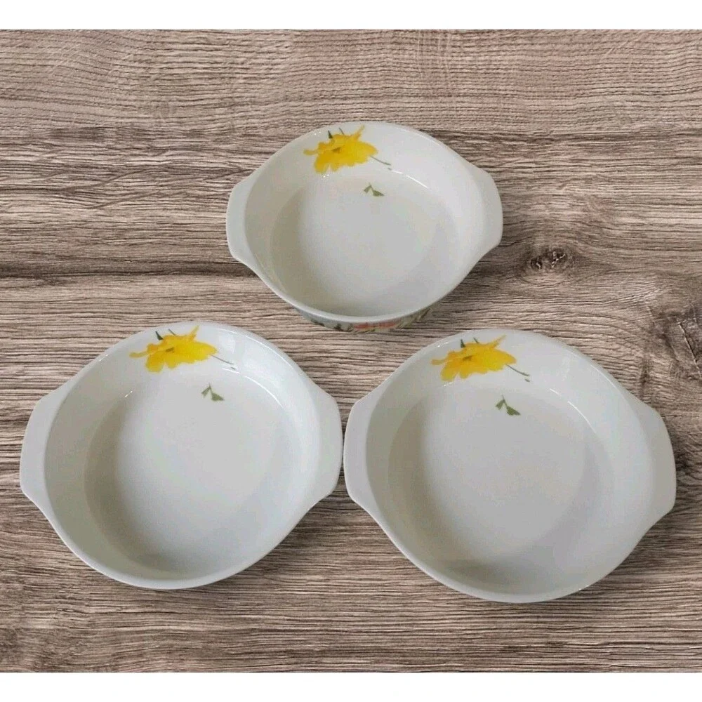 Vintage Mikasa Ultra Ceram Uptown A9006 Lugged Soup Bowls Set of 3 Japan 7.25